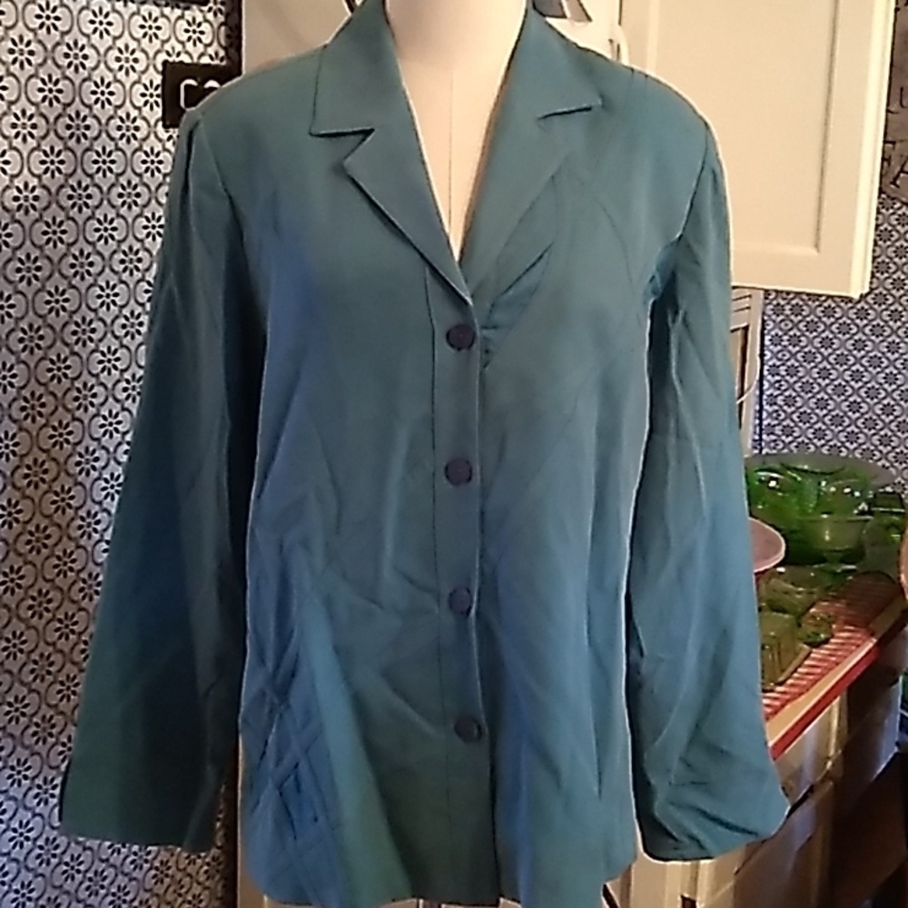 Nancy Bolen City Girl silk jacket shirt large